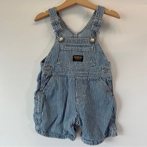 VTG OshKosh B’Gosh Striped Classic Vestbak 18M Overall Shortalls Unisex Railroad